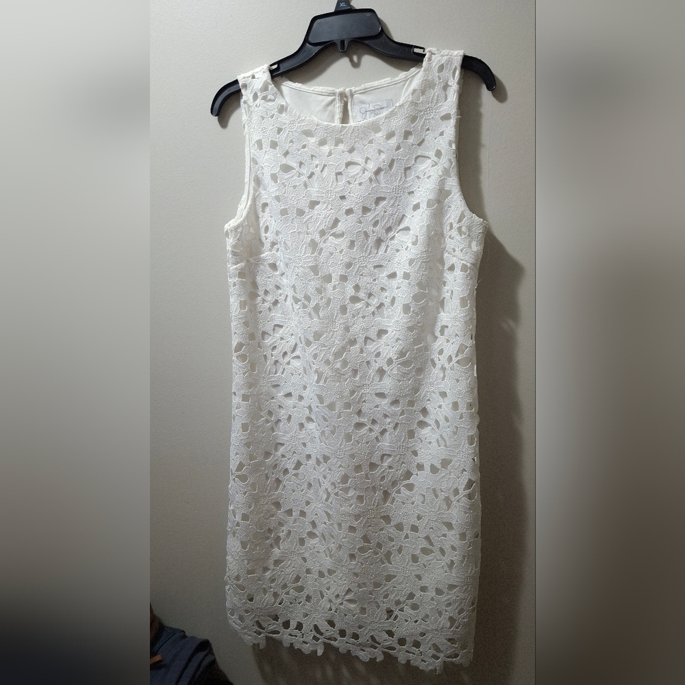 Jessica Simpson (NWOT) - White Lace Shift Dress Sleeveless